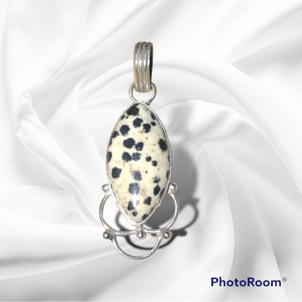 ❤️ Sterling Silver Dalmatian Jasper Artisan Pendant